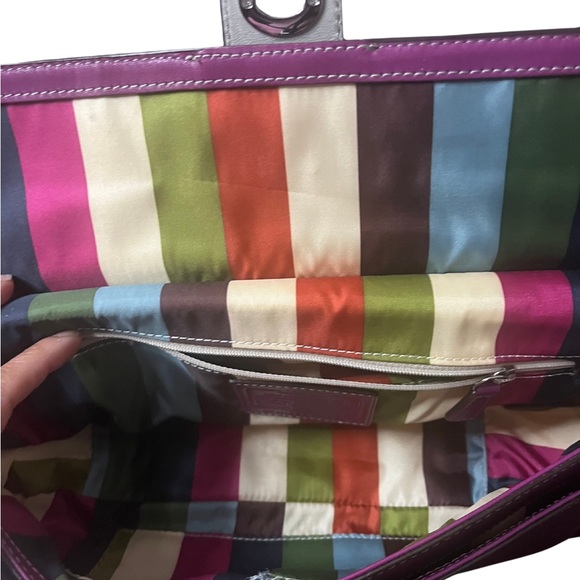 Coach Willis EUC Legacy City Colorblock Magenta Leather Satchel Crossbody - Picture 10 of 14